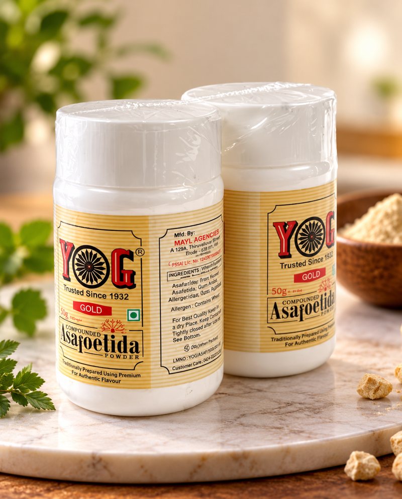 Asafoetida jars sealed with shrink film